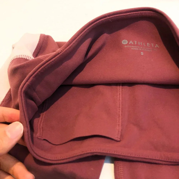 Athleta High Waist Mauve Pink Mesh Cropped Athletic Athleisure Leggings Small - Picture 8 of 9